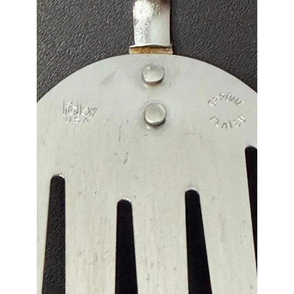 Vintage Foley USA Chrome Plated Slotted Black Handled‎ Spatula - Picture 5 of 6